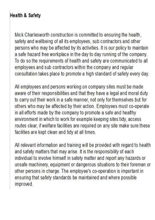 health and safety